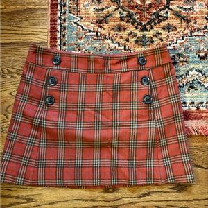 Gap women’s mini skirt Plaid Button-Front Skirt in orange rust size 8